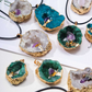 Agate Cluster Pendants with Raw Amethyst Crystal